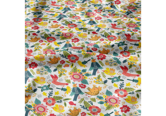 Bavlněné látky, metráž. Ptáci ráje na Bílém