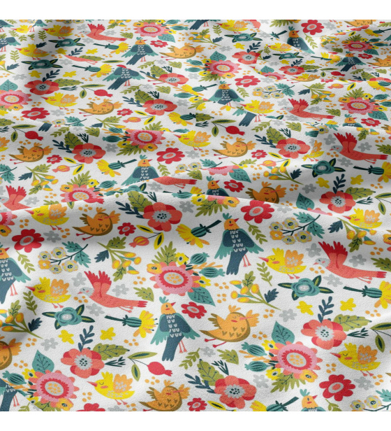 Bavlněné látky, metráž. Ptáci ráje na Bílém