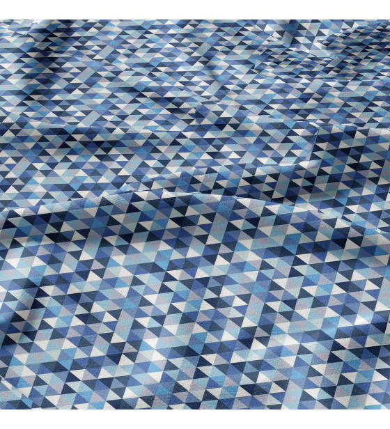 Bavlněná látka 100% bavlna, 125 g/m², šíře 160 cm, trojúhelníky modré 2 cm