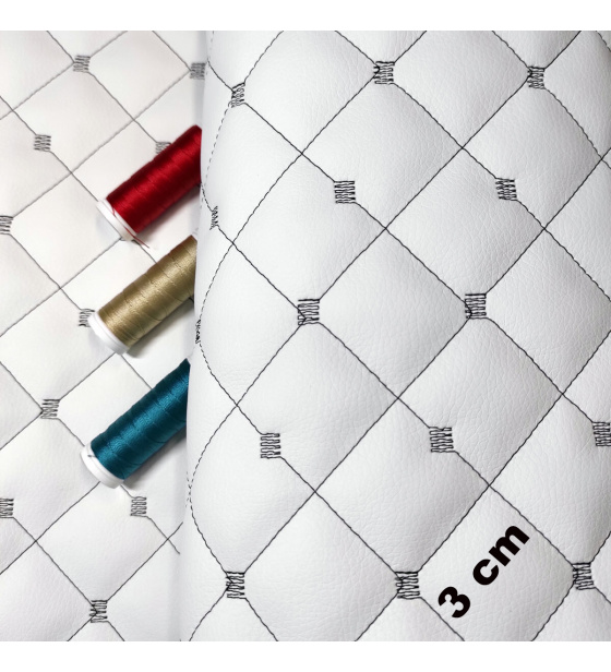 Ekokůže prošívaná MIX 3x3 cm barva Bílo-Černá , metráž, 145 cm