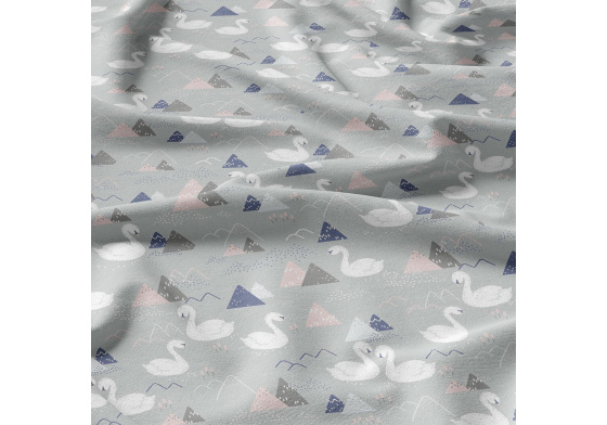 Bavlněné látky, metráž. Labutě na Šedém