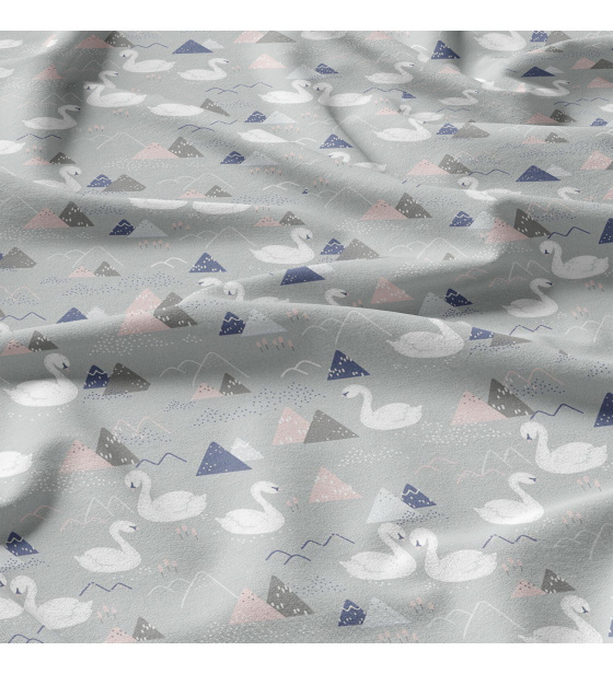 Bavlněné látky, metráž. Labutě na Šedém