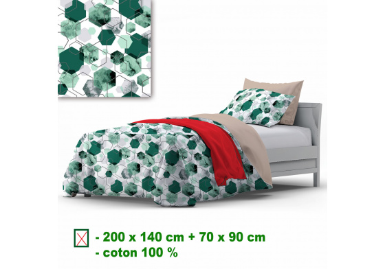 Bavlněné povlečení na zip, barva Tyrkysová, 140x200 cm