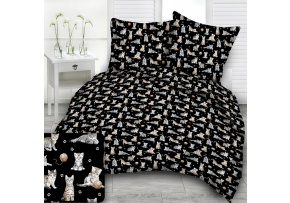 Bavlněná látka, metráž. Kočky a klubko na Černém