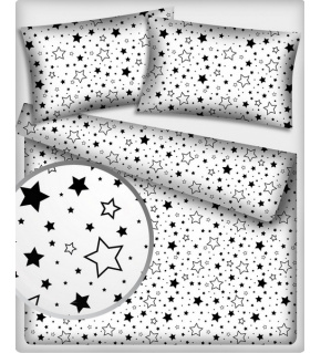 Dětská bavlněná látka bavlna 100%, 125 g/m², šíře 160 cm, hvězdy černé na bílém