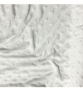Látka minky srdička, 320 g/m², šíře 160 cm, metráž, bílá