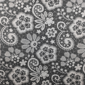 Dekorační dětská bavlněná látka vzor kytičky vzor Krajka na šedém