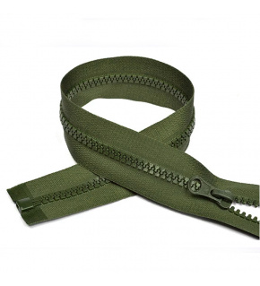 Zip kostkový 5 mm 85 cm dělitelný Khaki
