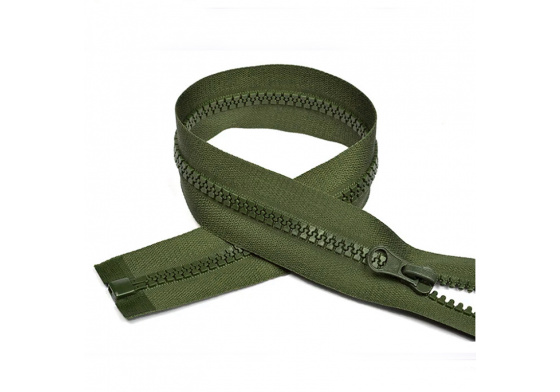 Zip kostkový 5 mm 85 cm dělitelný Khaki