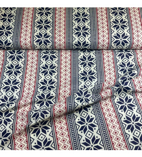 Vánoční bavlněná látka, metráž, šíře 160 cm, Vánoční stromky na modrém