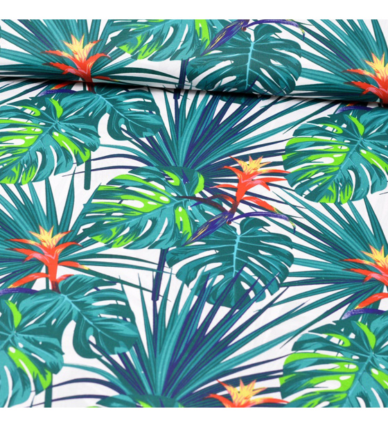 Dekorační dětská bavlněná látka vzor Džungle na bílém 2