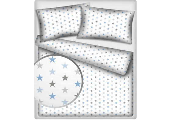 Dětská dekorační bavlněná látka vzor hvězdy modré na bílém