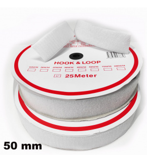 Pásek na suchý zip našívací Háček a Smyčka set bílý 50 mm x 25 bm