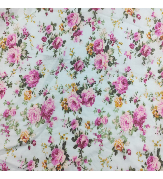 Bavlněné látky Percal. Kytičky na Mentolovém