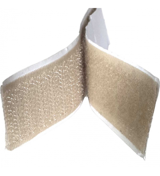 Pásek na suchý zip s lepidlem barva béžová 2x10 cm, šířka 25 mm