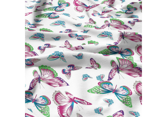 Bavlněné látky, metráž. Motýlci na Bílém