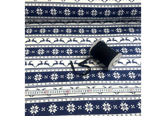 Świąteczna tkanina bawełniana wzór na granatowym tle