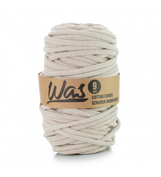 Bavlněná šňůra 9mm, 50m, světle béžová 320