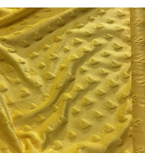 Látka minky srdička, 320 g/m², šíře 160 cm, metráž, žlutá