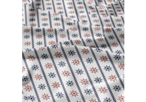 Dětská bavlněná látka metráž Kormidla Modré a Červené na Bílém