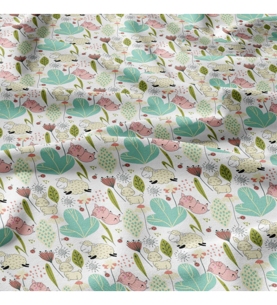 Bavlněné látky, metráž. Ovečky na Bílém