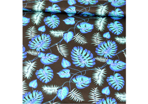 Bavlněná látka Palma Modrá na Černém