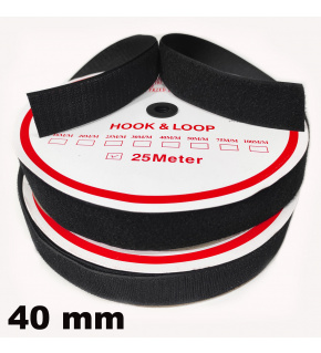 Pásek na suchý zip Háček a Smyčka set černý 40 mm balení 25 m