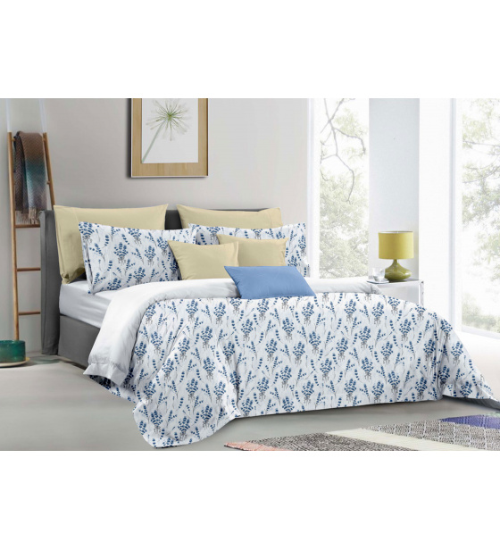 Flanelové povlečení na zip, barva Modrá, 140x200 cm