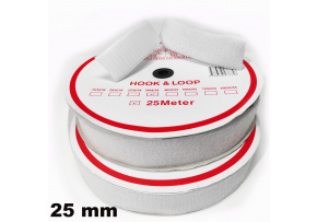 Pásek na suchý zip našívací Háček a Smyčka set bílý 25 mm x 25 bm