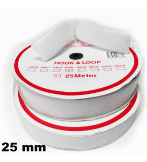 Pásek na suchý zip našívací Háček a Smyčka set bílý 25 mm x 25 bm