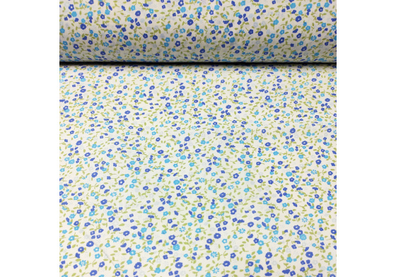 Bavlněná látka Kytičky Modré na Bílém