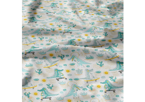 Dětská bavlněná látka metráž Veselé krokodýli Modré na Bílém