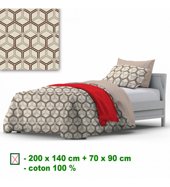 Bavlněné povlečení na zip, barva Béžová, 140x200 cm