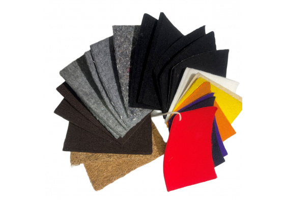 Vzorník látek, filc Technický 3-10 mm 500-1200 gr/m2, 10x15 cm