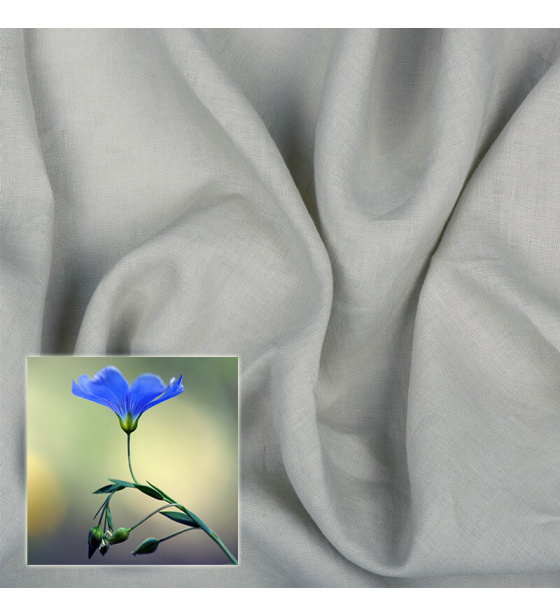 Přírodní lněná látka Oskar barva sv. šedá 265 gr/m2