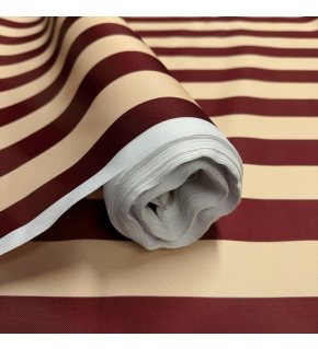 Venkovní látka Pergola (Oxford), 200 g/m², šíře 160 cm, béžovo-bordové proužky 5 cm