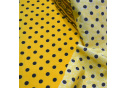 Tissu coton au métre couleur Jaune pois Noire 10 mm