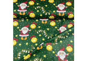 Vánoční bavlněná látka, metráž, šíře 160 cm, barva zelená