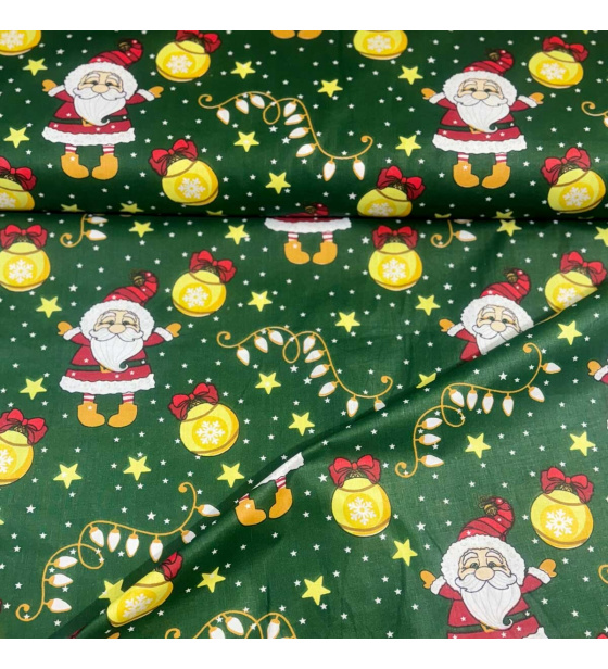Vánoční bavlněná látka, metráž, šíře 160 cm, barva zelená