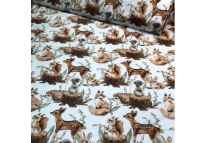 Bavlněná látka, metráž. Crazy cat na Bílém