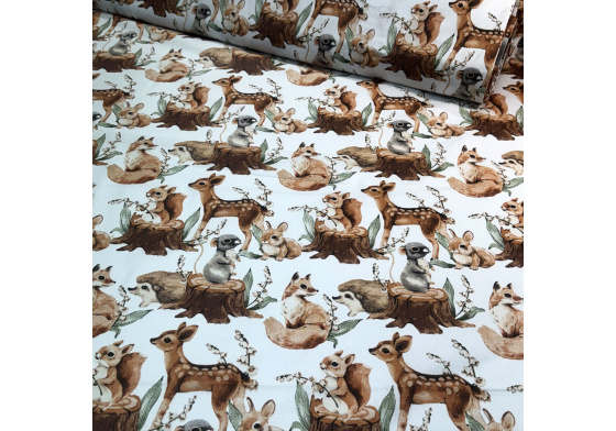 Bavlněná látka, metráž. Crazy cat na Bílém