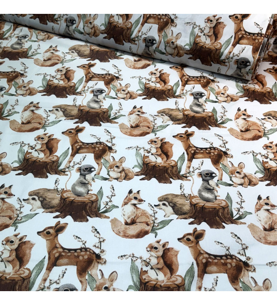 Bavlněná látka, metráž. Crazy cat na Bílém