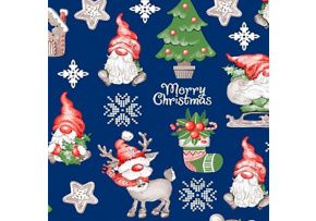 Vánoční bavlněná látka, metráž, šíře 160 cm, Rudolf na Modrém