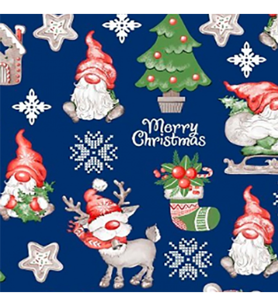 Vánoční látka rudolf na modrém 5, metráž 160 cm
