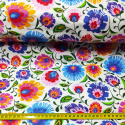 Tkanina bawełniana wzór bukiety kwiatowe kolorowe na białym