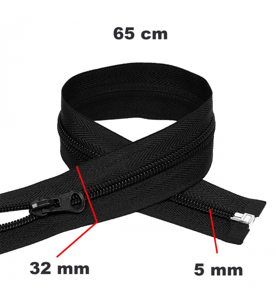 Zip spirálový Dělitelný Černý 32 mm délka 65 cm