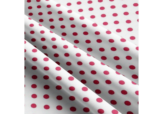 Dětské bavlněné látky, metráž. Puntík 10 mm, Amarantový na Bílém
