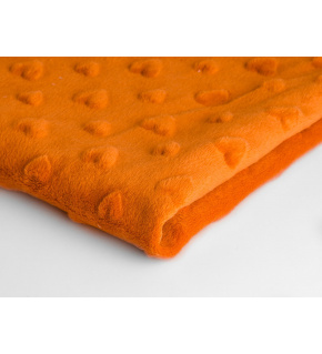 Látka minky srdička, 320 g/m², šíře 160 cm, metráž, pomerančová