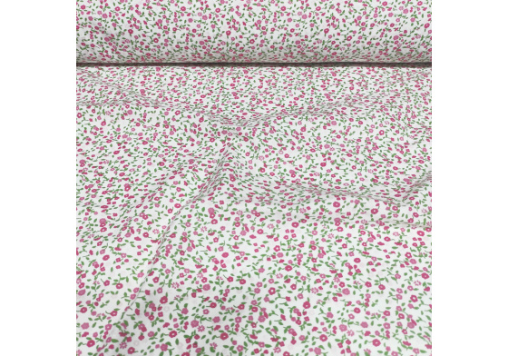 Bavlněná látka Kytičky malé Červené na Bílém