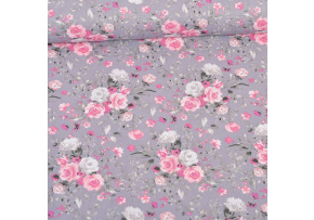 Bavlněná látka Kytičky na Grafitovém